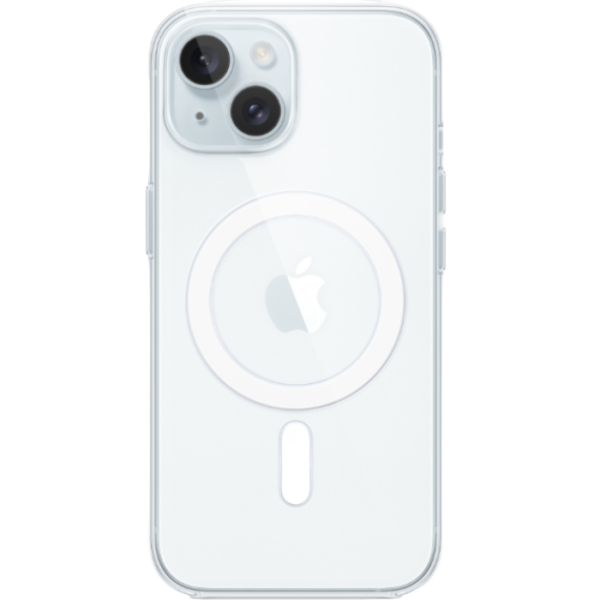 Чехол силиконовый Hoco для Apple iPhone 15 Magsafe (Прозрачный)