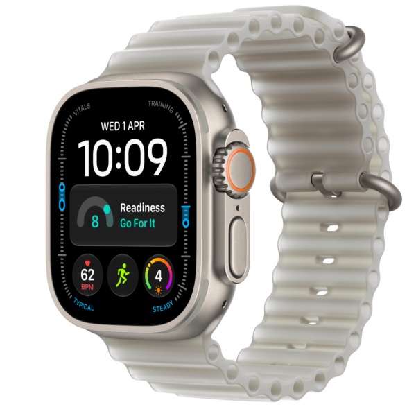 Apple Watch Ultra 4 GPS + Cellular, 49 мм Natural Titanium · Translucent Gray Ocean Band
