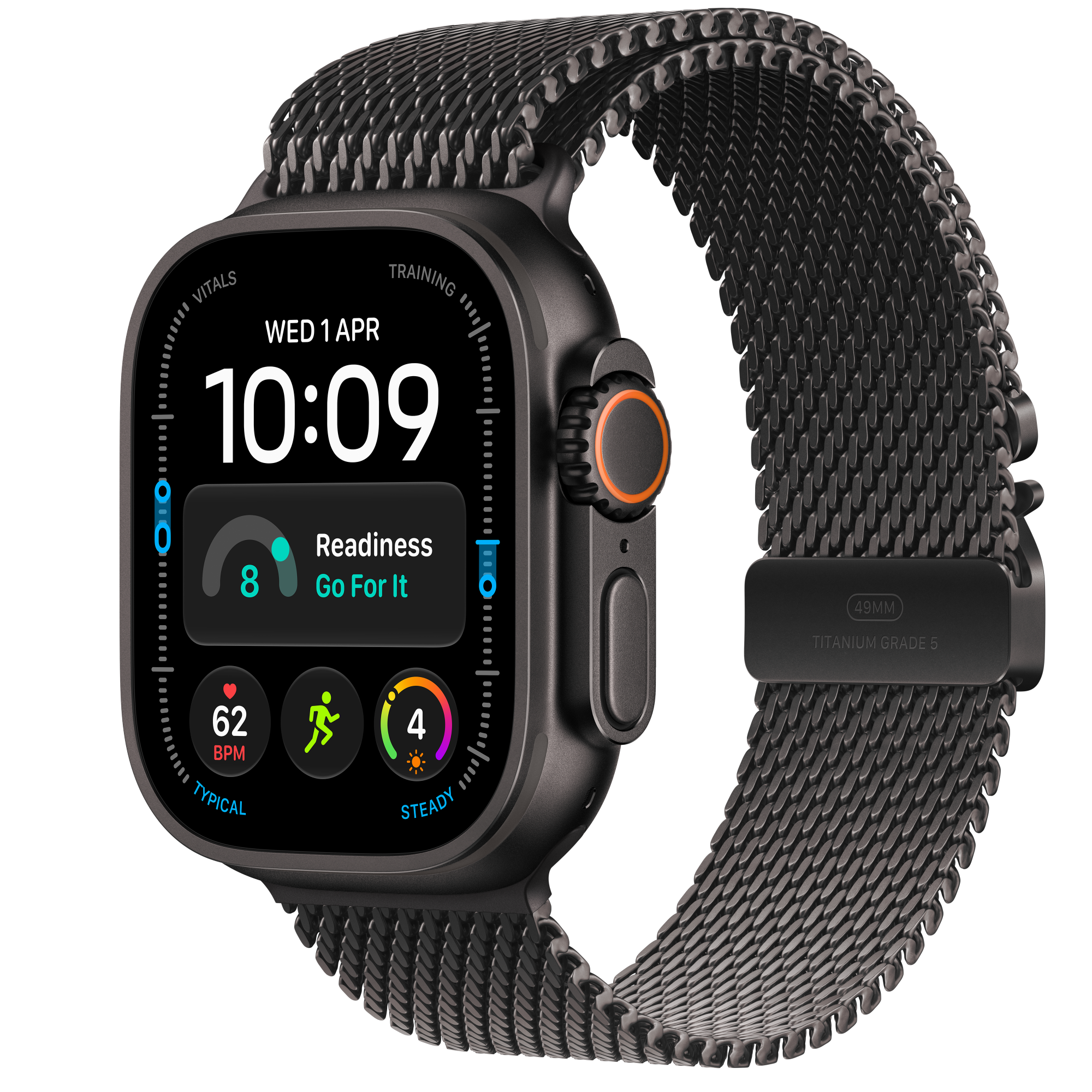 Apple Watch Ultra 4 GPS + Cellular, 49 мм Black Titanium · Black Titanium Milanese Loop